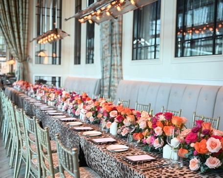 Fresh Flower Garland in Bold Colours for a Corporate Dinner at Fullerton Bay Hotel